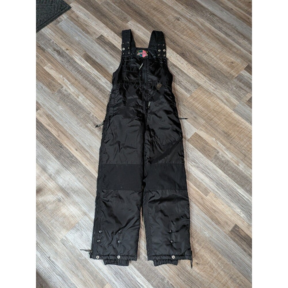 1990s Coldwave Black Insulated Snowmobile Bibs Size L